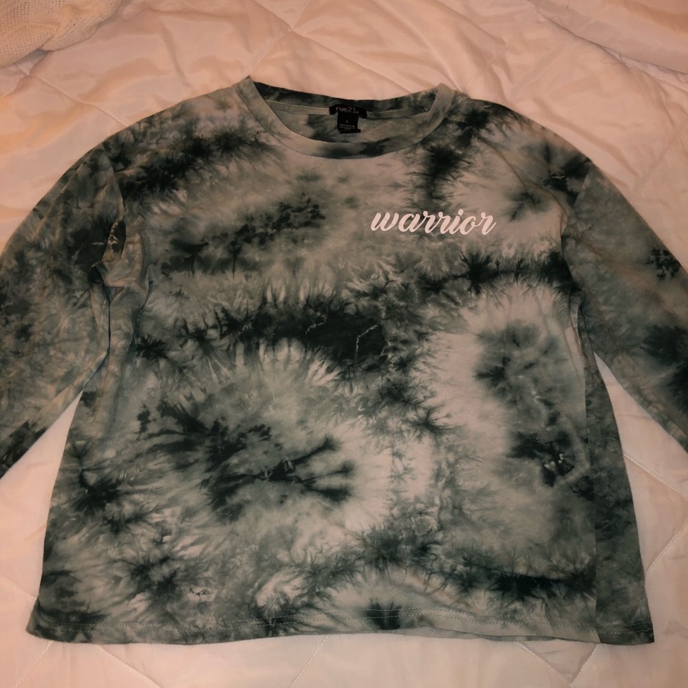 GREEN LONG SLEEVE TIE DYE “WARRIOR” SHIRT